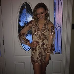 Rose gold sequin romper